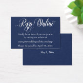 Bruiloft RSVP Online invoegen Wit Script & Marine, Visitekaartjes (Bureau)
