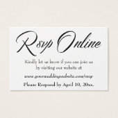 Bruiloft RSVP Online invoegen Zwart Script, Wit, 0 Visitekaartje (Voorkant)
