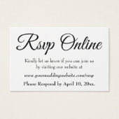 Bruiloft RSVP Online invoegen Zwart Script, Wit, 0 Visitekaartjes (Voorkant)