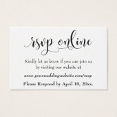 Bruiloft RSVP Online invoegen Zwart Script, Wit, 0 Visitekaartjes (Voorkant)
