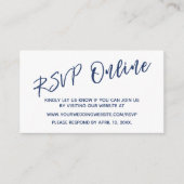 Bruiloft RSVP Online Navy Handschrift invoegen Kaa Informatiekaartje (Voorkant)