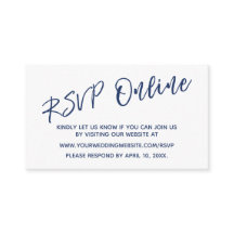 Bruiloft RSVP Online Navy Handschrift invoegen Kaa