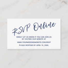 Bruiloft RSVP Online Navy Handschrift invoegen Kaa Informatiekaartje
