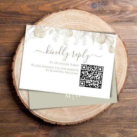 Bruiloft RSVP Online QR Code Sage groen Kaartje