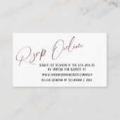 Bruiloft RSVP Online Roos Goud Elegant Handschrift Informatiekaartje (Voorkant)