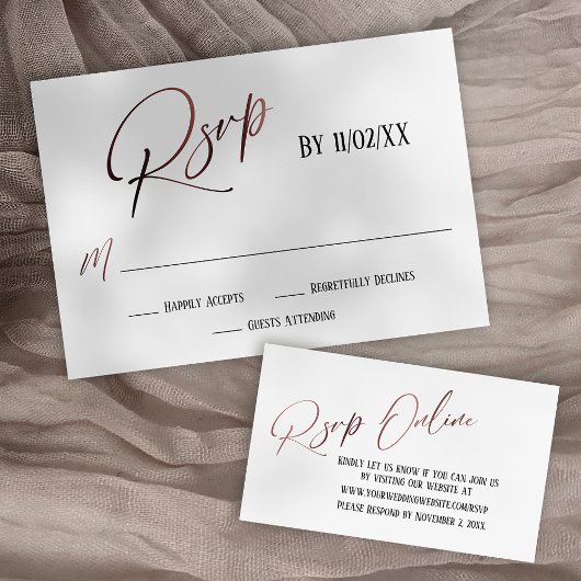 Bruiloft RSVP Online Roos Goud Elegant Handschrift Informatiekaartje