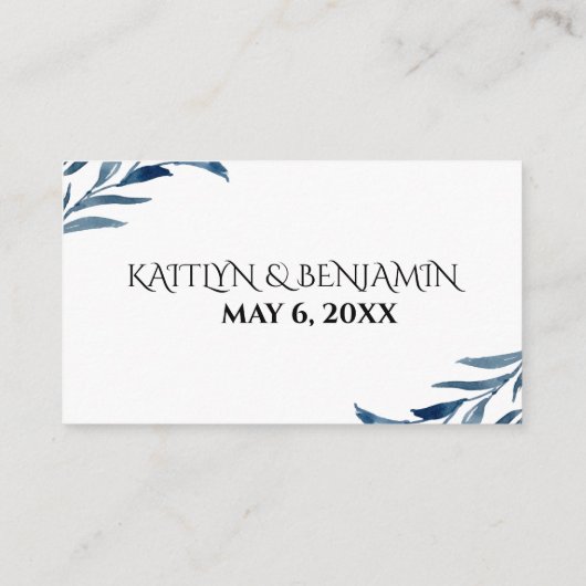 Bruiloft RSVP Online Typografie Blauw geschilderde Informatiekaartje (Achterkant)