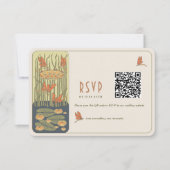 Bruiloft RSVP QR Code  Art Nouveau Kaart (Voorkant)