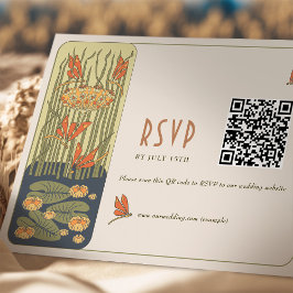 Bruiloft RSVP QR Code  Art Nouveau Kaart