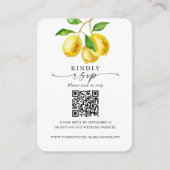 Bruiloft RSVP QR Code Citroen Citrus Informatiekaartje (Voorkant)