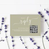 Bruiloft RSVP QR Code Elegant Sage Groen