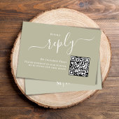 Bruiloft RSVP QR Code Elegant Sage Groen