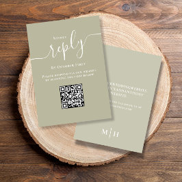 Bruiloft RSVP QR Code Elegant Sage Groen