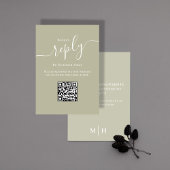 Bruiloft RSVP QR Code Elegant Sage Groen Kaartje