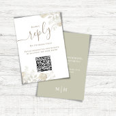 Bruiloft RSVP QR Code Elegant Salie groen