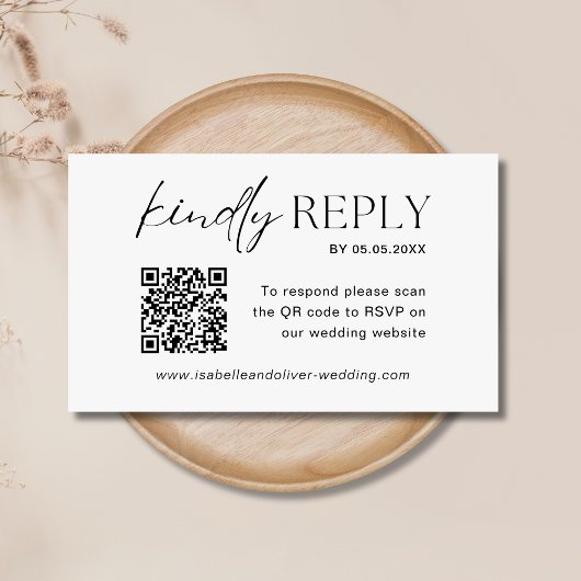 Bruiloft RSVP QR Code Minimalist Informatiekaartje