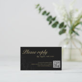 Bruiloft RSVP | QR Code Minimalist Zwart en Goud Plaatskaartje (Staand voorkant)