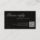 Bruiloft RSVP | QR Code Minimalist Zwart en Goud Plaatskaartje (Voorkant)