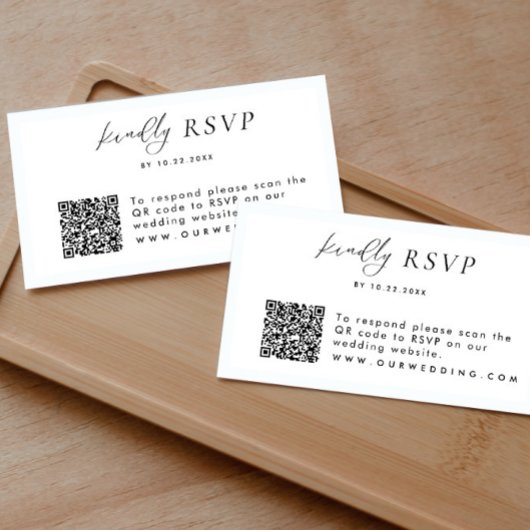 Bruiloft RSVP QR Code Modern Eenvoudige Behuizing Informatiekaartje