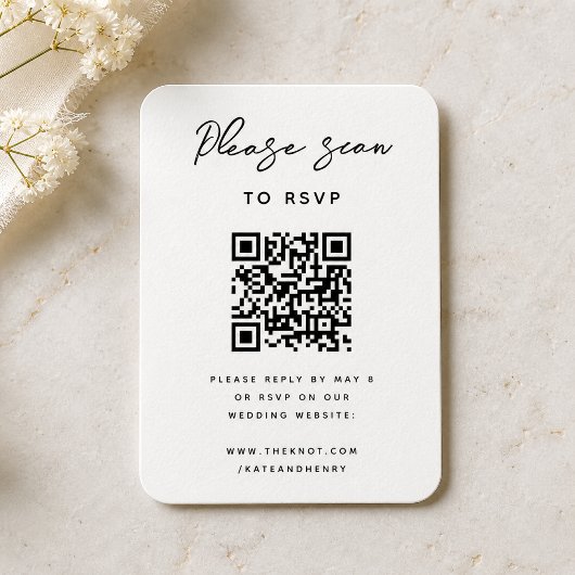 Bruiloft RSVP | QR Code Modern Minimalistisch Eenv Informatiekaartje