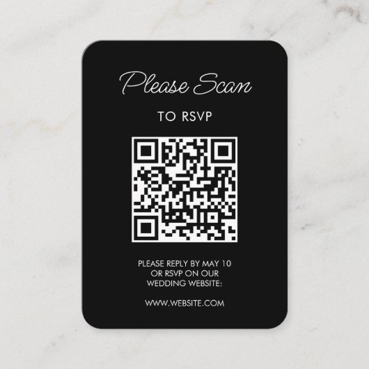 Bruiloft RSVP, QR Code Modern Minimalistisch Eenvo Informatiekaartje (Voorkant)