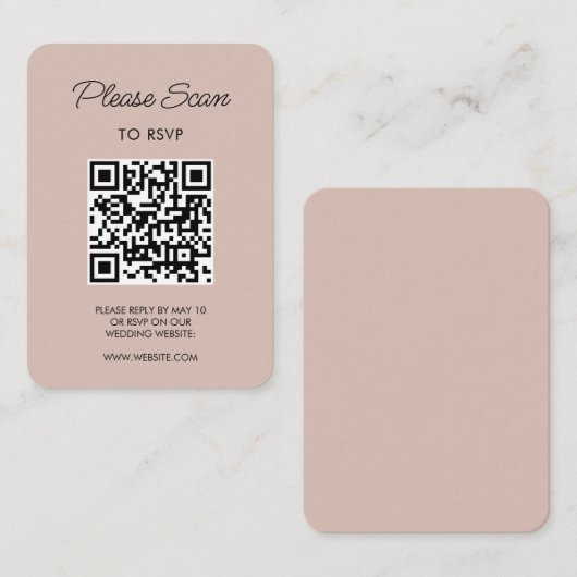 Bruiloft RSVP, QR Code Modern Minimalistisch Eenvo Informatiekaartje (Voorkant / Achterkant)