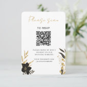 Bruiloft RSVP | QR Code Modern Stijlvol Wit Goud Informatiekaartje (Staand voorkant)