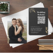 Bruiloft RSVP | QR Code Modern Zwart Goud foto Informatiekaartje