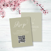 Bruiloft RSVP QR Code Script Sage Groen Informatiekaartje
