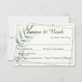 Bruiloft RSVP Reactie Kaart Romantisch Groen Blade (Voorkant)