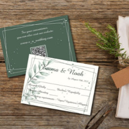 Bruiloft RSVP Reactie Kaart Romantisch Groen Blade