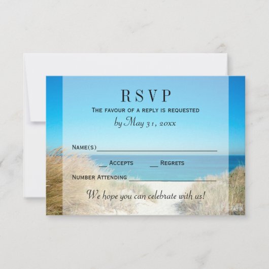 Bruiloft RSVP-reactie Zeegrasstrand RSVP Kaartje (Voorkant)