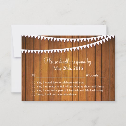 Bruiloft RSVP-reactiekaart landelijk Kaart (Voorkant)