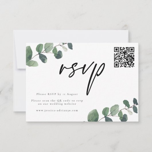 Bruiloft RSVP-reactiekaart 'Leafy Green Elegance' RSVP Kaartje (Voorkant)