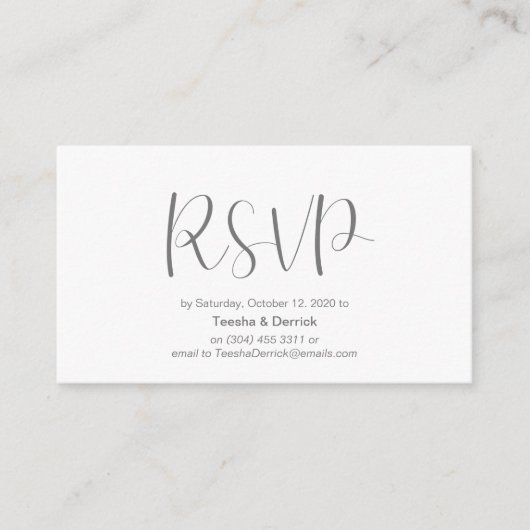 Bruiloft RSVP, reageren, minimalistisch script Informatiekaartje (Voorkant)
