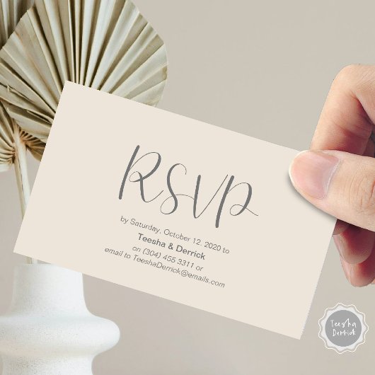 Bruiloft RSVP, reageren, Minimalistisch Script Informatiekaartje