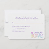 bruiloft RSVP-regenbooglieftekst op wit RSVP Kaartje (Voorkant)