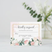 Bruiloft RSVP retro waterverf roze en bloemen Briefkaart (Staand voorkant)