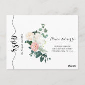 Bruiloft RSVP retro waterverf roze en bloemen Briefkaart (Achterkant)