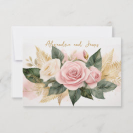 Bruiloft RSVP Rozenboeket Kaartje