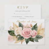 Bruiloft RSVP Rozenboeket Kaartje (Voorkant / Achterkant)