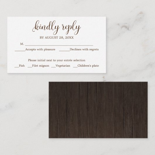Bruiloft RSVP Rustiek Hout Bruiloft Informatiekaartje (Voorkant / Achterkant)
