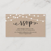 Bruiloft RSVP, rustieke Kraft String Lights Informatiekaartje (Voorkant)