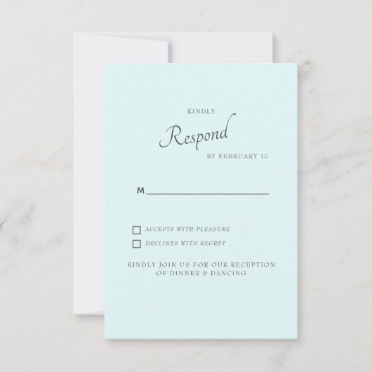 Bruiloft RSVP Seafoam Eenvoudig Kaart (Voorkant)