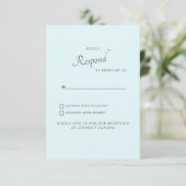Bruiloft RSVP Seafoam Eenvoudig Kaart (Staand voorkant)