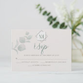 Bruiloft RSVP | Silver Sage Eucalyptus Kaartje (Staand voorkant)