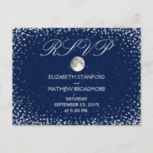 Bruiloft RSVP   Sterrennacht Moon Briefkaart
