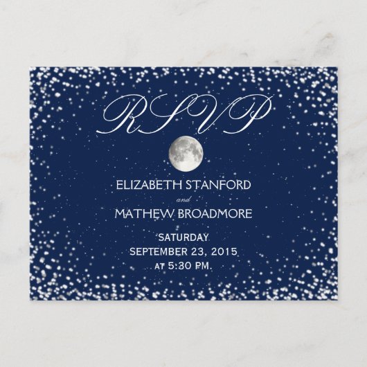 Bruiloft RSVP | Sterrennacht Moon Briefkaart (Voorkant)