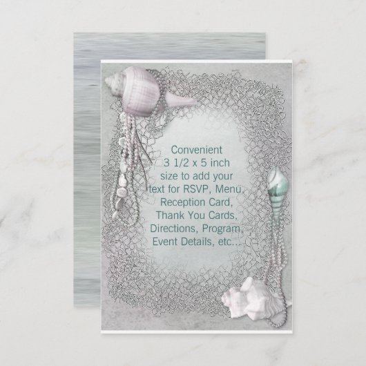 Bruiloft RSVP Strand Schelpen Kaart (Voorkant / Achterkant)