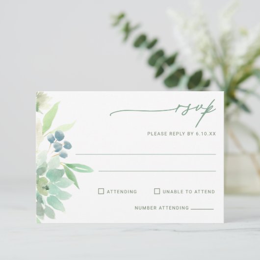 Bruiloft RSVP Succulente Cactus Waterverf (Staand voorkant)